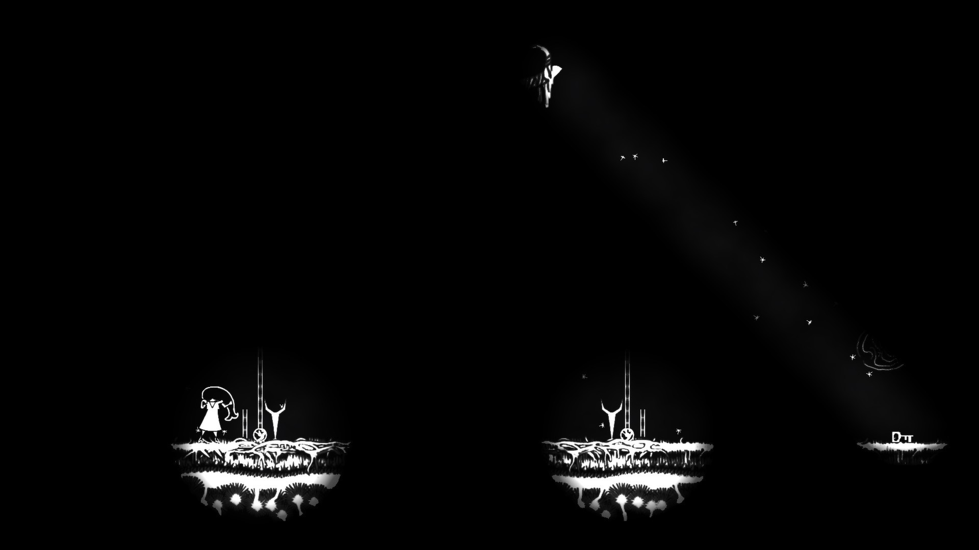 Islands of light A girl stands on in a small pool of light, observing another pool off in the distance.