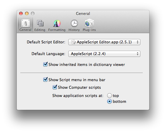 AppleScript Editor Preferences